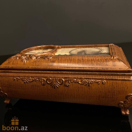 Музыкальная шкатулка с фоторамкой для украшений «Jewelry Box» (коричневая)